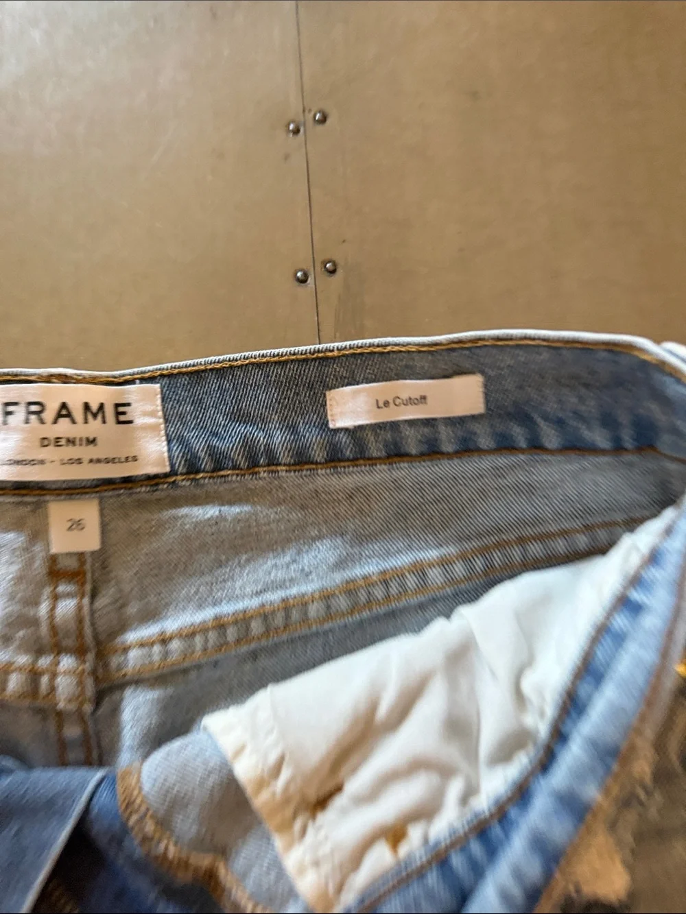 Frame Denim Light Blue Distressed Cutoff Jean Shorts, Le Cut Off, 26 - Picture 2 of 4